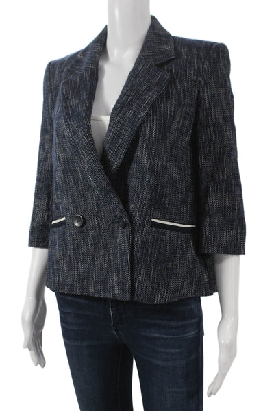 Me + Em Women Blazer Blue Flecked Acetate 3/4 Sleeve Button Bust 36 Size 6
