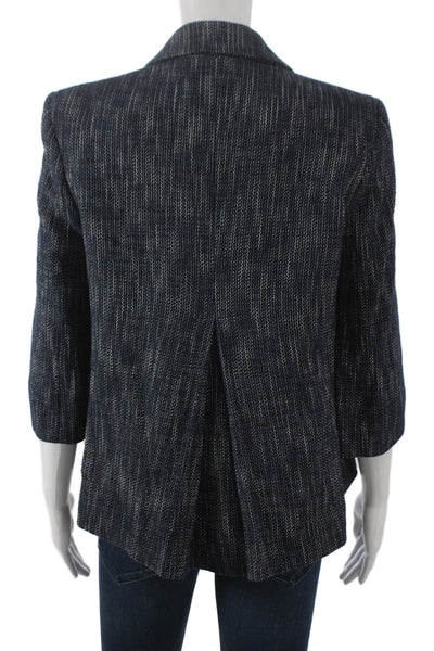 Me + Em Women Blazer Blue Flecked Acetate 3/4 Sleeve Button Bust 36 Size 6