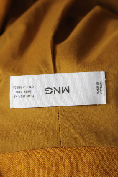 MNG Womens Yellow Linen Pant Suit Blazer Long Sleeve Button Size XS