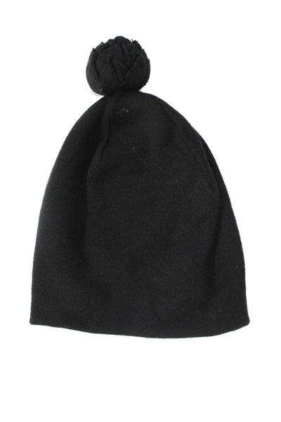 TNA Womens Pom-Pom Detail Beanie Hat Solid Black Size One Size