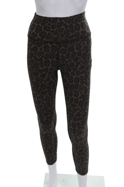 Carbon 38 Womens Ankle Leggings Brown Animal Print Nylon Pull On Size M