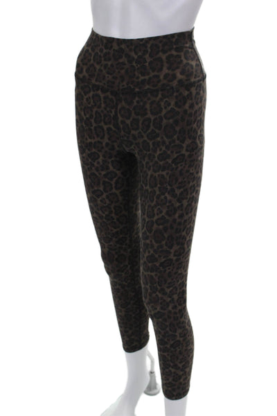 Carbon 38 Womens Ankle Leggings Brown Animal Print Nylon Pull On Size M
