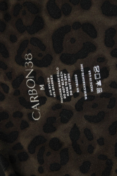 Carbon 38 Womens Ankle Leggings Brown Animal Print Nylon Pull On Size M
