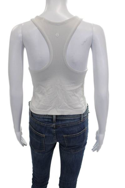 Lululemon Womens Ribbed Padded Racerback Active Tank Top Beige Size XS