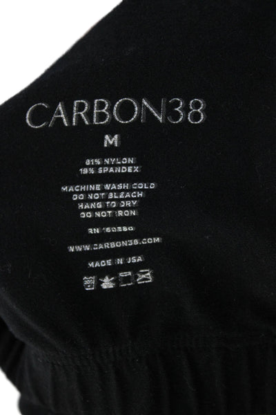 Carbon 38 Womens V-neck Lined Sleeveless Sports Bra Solid Black Size M