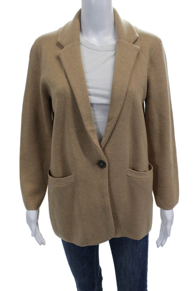 J Crew Womens Cardigan Beige Cotton Collared Button Long Sleeve Size XS