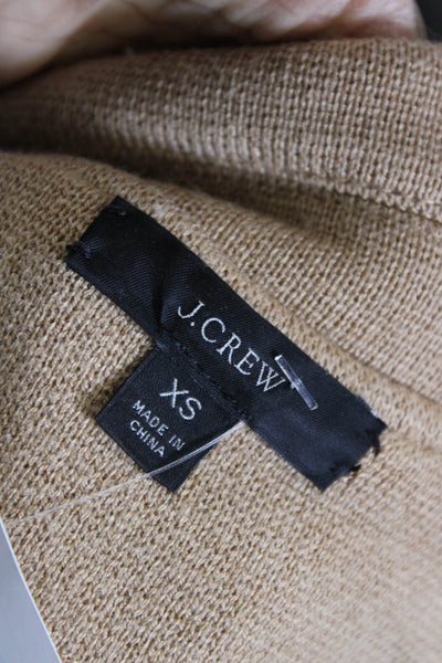 J Crew Womens Cardigan Beige Cotton Collared Button Long Sleeve Size XS