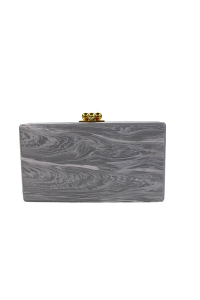 Aerin x Edie Parker Womens Marble Rose Print Clutch Handbag Gray