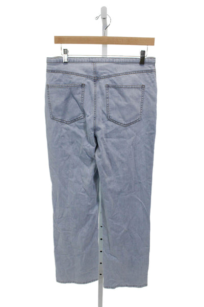 Oat New York Womens Straight High Rise Blue Denim Jeans Button Fly Size 8