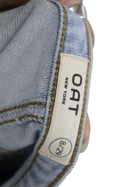 Oat New York Womens Straight High Rise Blue Denim Jeans Button Fly Size 8