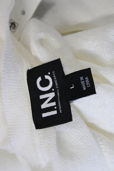 INC International Concepts Women White Pullover Sweater Crew Neck Size L