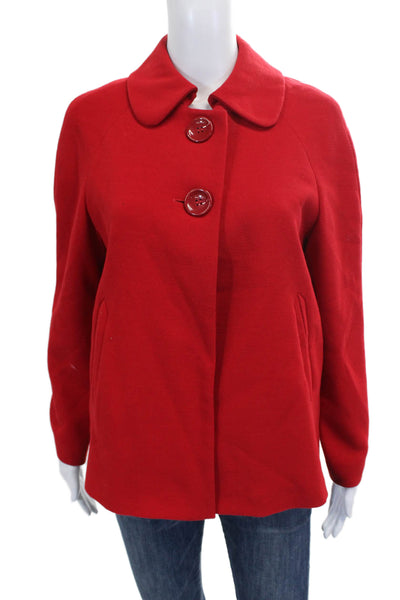 Zara Basic Women Basic Jacket Red Acetate Button Long Sleeve Fall Size S
