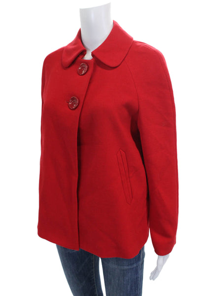 Zara Basic Women Basic Jacket Red Acetate Button Long Sleeve Fall Size S
