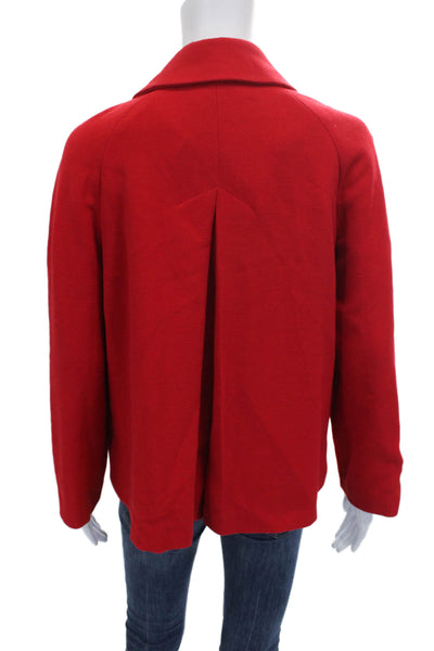 Zara Basic Women Basic Jacket Red Acetate Button Long Sleeve Fall Size S