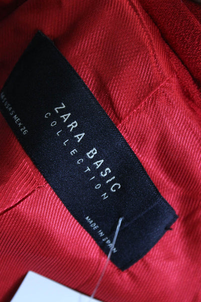 Zara Basic Women Basic Jacket Red Acetate Button Long Sleeve Fall Size S