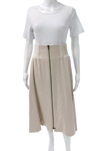 Tricot Chic Women A-Line Long Beige Polyester Skirt Zip Size 6