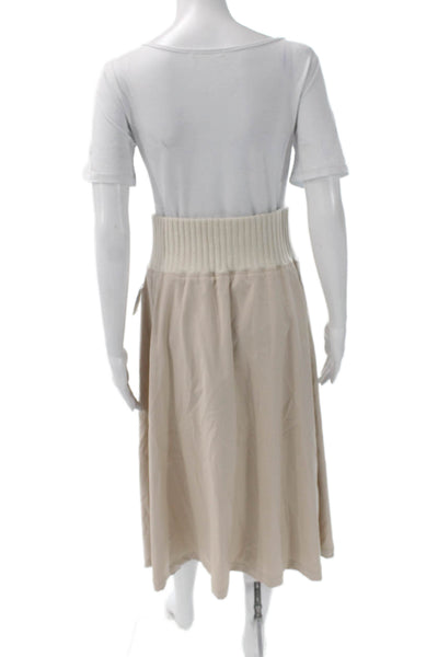 Tricot Chic Women A-Line Long Beige Polyester Skirt Zip Size 6