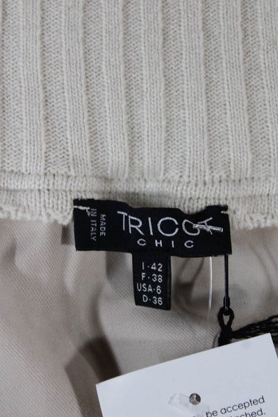 Tricot Chic Women A-Line Long Beige Polyester Skirt Zip Size 6
