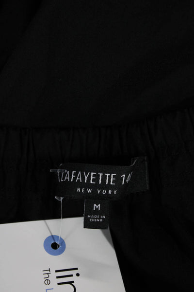 Lafayette 148 NY Womens Shift Dress Black Cotton Boat Neck 3/4 Sleeve Size M