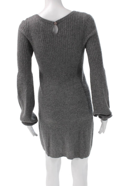 Aqua Cashmere Womens Sweater Dress Gray Scoop Neck Long Sleeve Size S