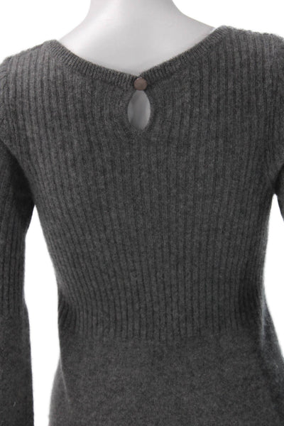 Aqua Cashmere Womens Sweater Dress Gray Scoop Neck Long Sleeve Size S