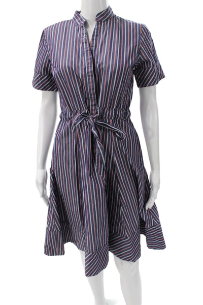 Brooks Brothers Women Blue Striped Shirt Dress Short Sleeve Size 6