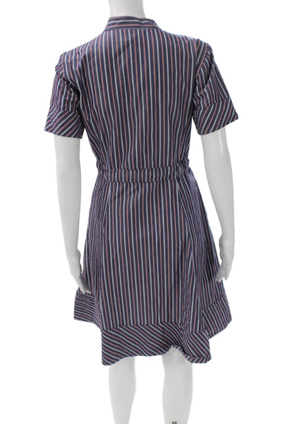 Brooks Brothers Women Blue Striped Shirt Dress Short Sleeve Size 6
