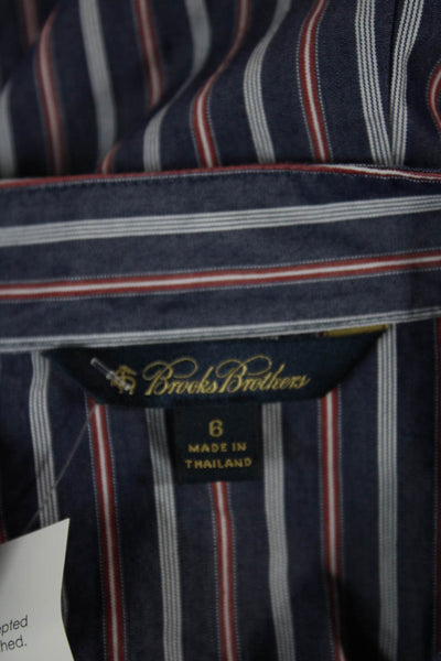 Brooks Brothers Women Blue Striped Shirt Dress Short Sleeve Size 6