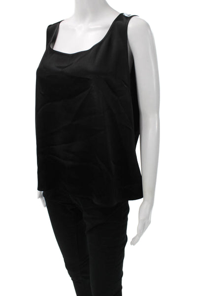 St. John Caviar Womens Basic Sleeveless Square Neck Tank Black Size L