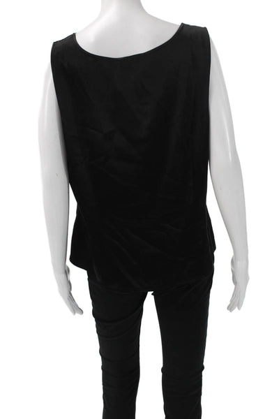 St. John Caviar Womens Basic Sleeveless Square Neck Tank Black Size L