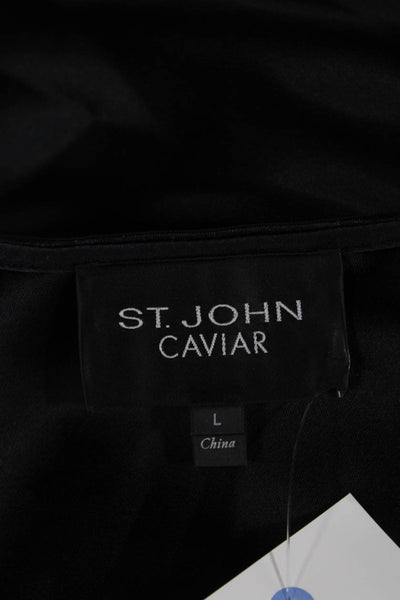 St. John Caviar Womens Basic Sleeveless Square Neck Tank Black Size L