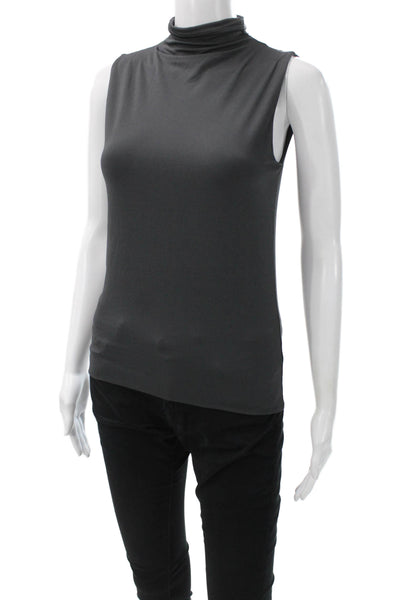 Lida Baday Women Gray Sleeveless Turtleneck Tank Basic Acetate Size S