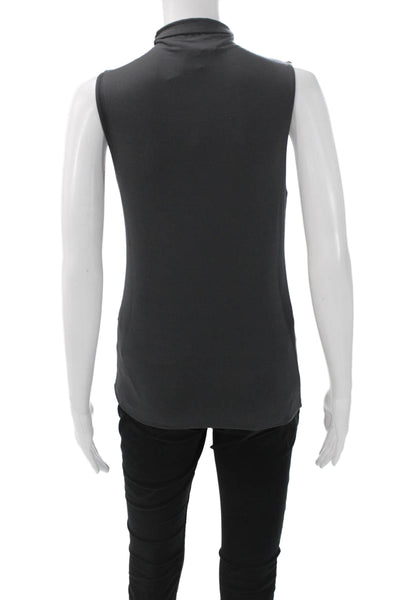 Lida Baday Women Gray Sleeveless Turtleneck Tank Basic Acetate Size S