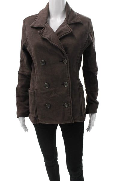 James Perse Womens Pea Coat Brown Cotton Long Sleeve Size 3