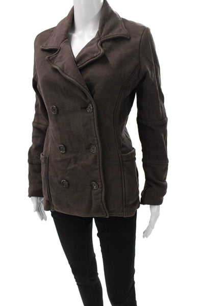 James Perse Womens Pea Coat Brown Cotton Long Sleeve Size 3
