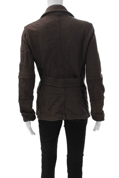 James Perse Womens Pea Coat Brown Cotton Long Sleeve Size 3