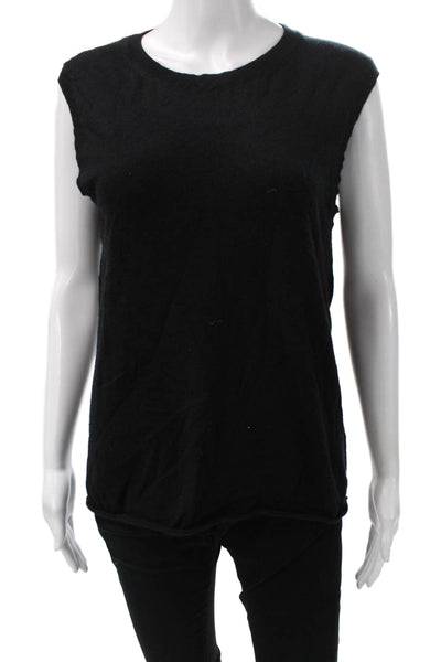 Nili Lotan Women Cashmere Sleeveless Crew Neck Basic Tank Black Size L