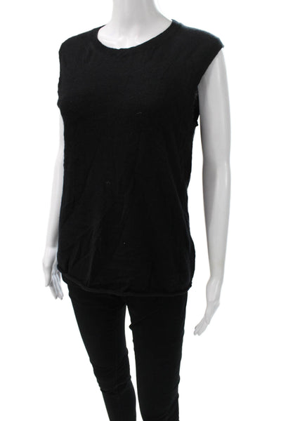 Nili Lotan Women Cashmere Sleeveless Crew Neck Basic Tank Black Size L