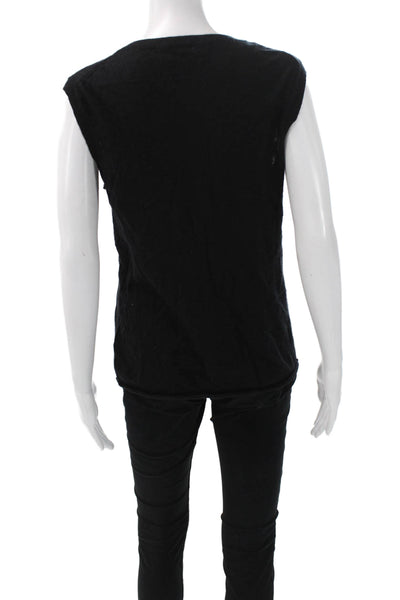 Nili Lotan Women Cashmere Sleeveless Crew Neck Basic Tank Black Size L