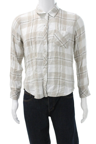 Rails Mens Plaid Collared Long Sleeve Button-Down Shirt Beige Size M