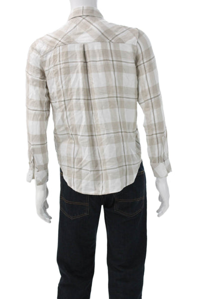 Rails Mens Plaid Collared Long Sleeve Button-Down Shirt Beige Size M