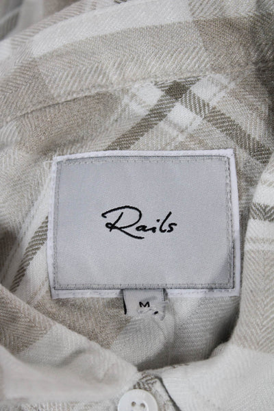 Rails Mens Plaid Collared Long Sleeve Button-Down Shirt Beige Size M