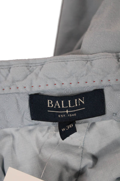 Ballin Mens Chino Shorts Blue Cotton Button Closure Size 36