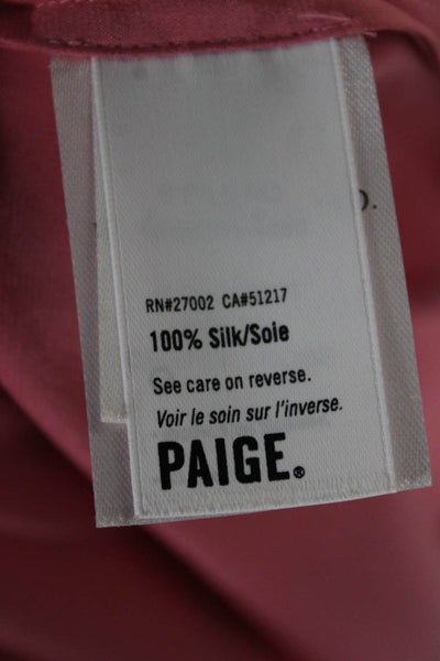 Paige Womens Silk V-Neck Camisole Pink Sleeveless Top Size XS