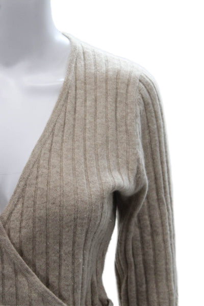 Reformation Womens Wrap V-Neck Cashmere Sweater Beige Size L
