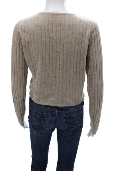 Reformation Womens Wrap V-Neck Cashmere Sweater Beige Size L