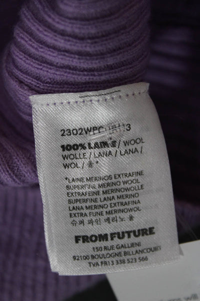 From Future Women Purple Wool V-Neck Striped Cardigan Long Sleeve Size S