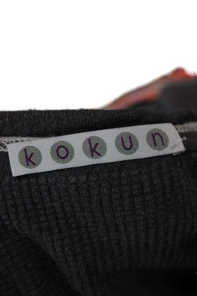 Kokun Women Full Zip Striped Gray Polyester Blend Hoodie Long Sleeve Size S