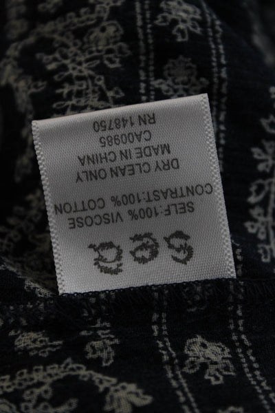 Sea New York Women Blue Viscose Paisley V Neck Long Sleeve Basic Blouse Size 0