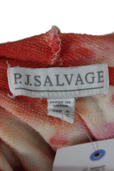 PJ Salvage Women Red Tie Dye Cotton Pullover Hoodie Long Sleeve Size S